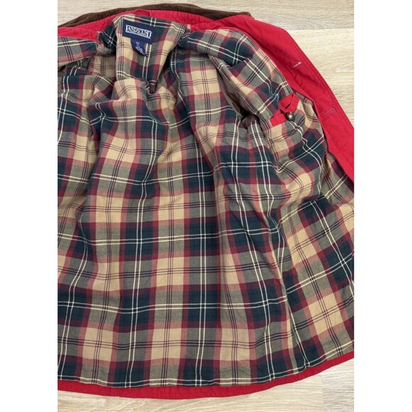 Lands End Chore Barn Coat Mens Large Tall Red Corduroy Collar Flannel Lined VTG - Picture 11 of 13